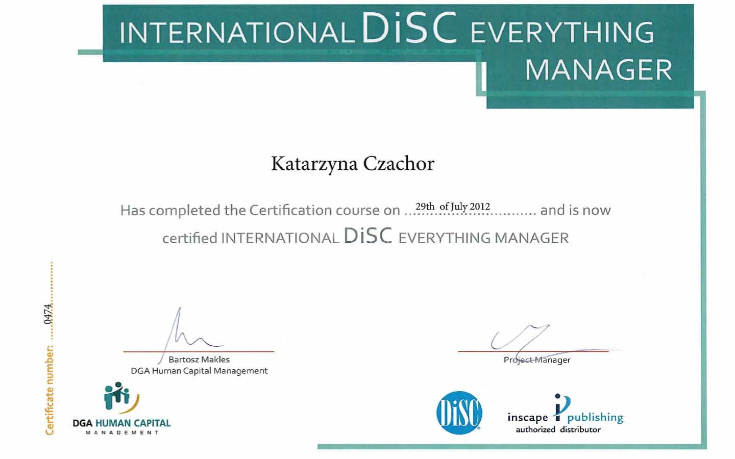 certyfikaty poziom 0000s 0002 international Disc